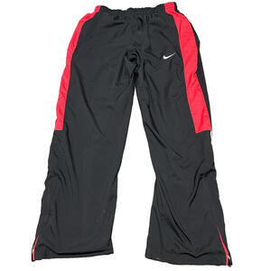 Nike Dri Fit Men Medium M Black Red Track Pants Athletic Running Athletic String